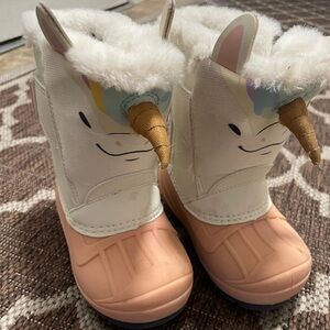 Unicorn toddler snow Boots with Horn